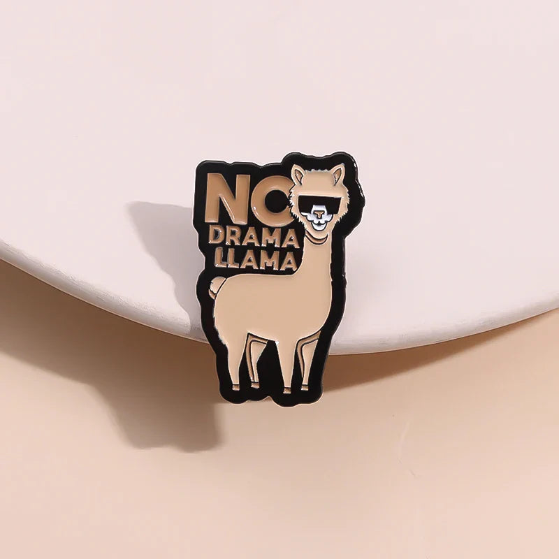 No Drama Llama Enamel Pin Cute Alpaca Brooch Lapel Badge Wholesale Gift