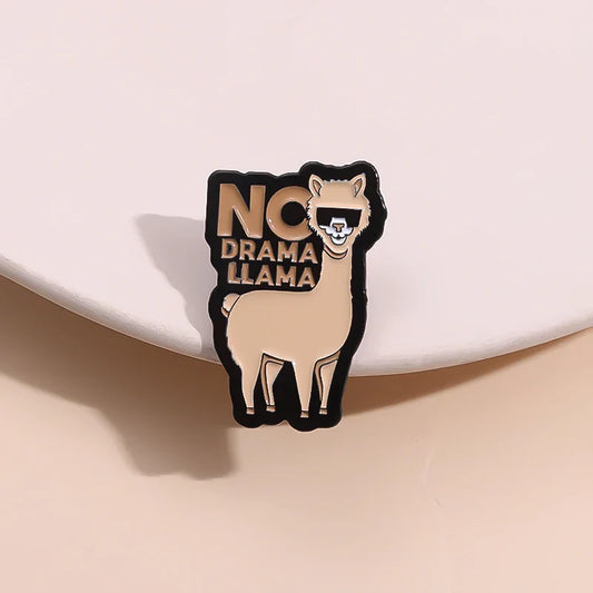 No Drama Llama Enamel Pin Cute Alpaca Brooch Lapel Badge Wholesale Gift