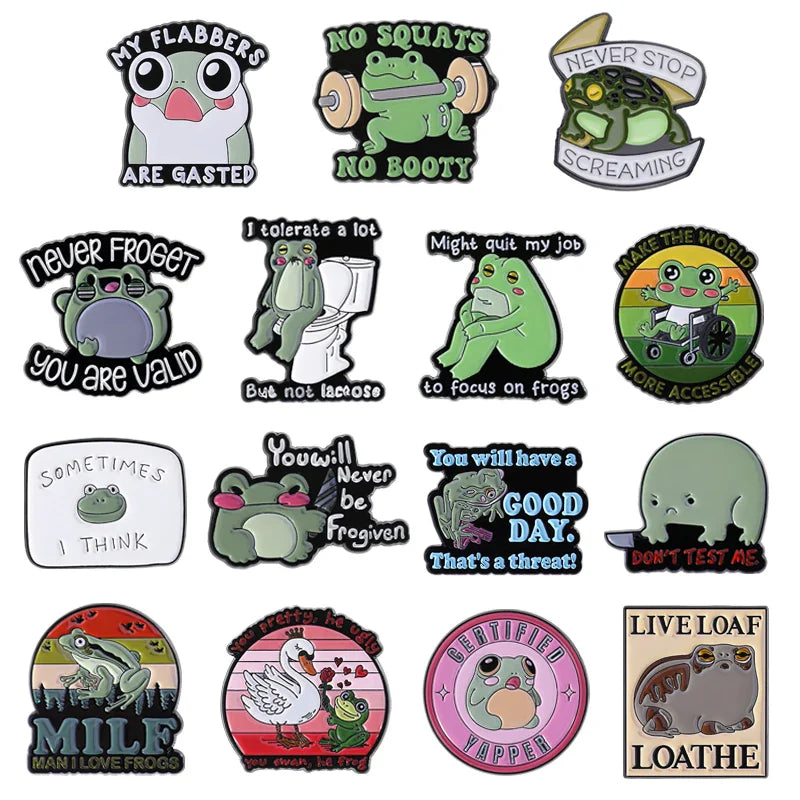 Cartoon Frog Enamel Pins Cute Toad Brooches Lapel Backpack Badge Jewelry Gifts