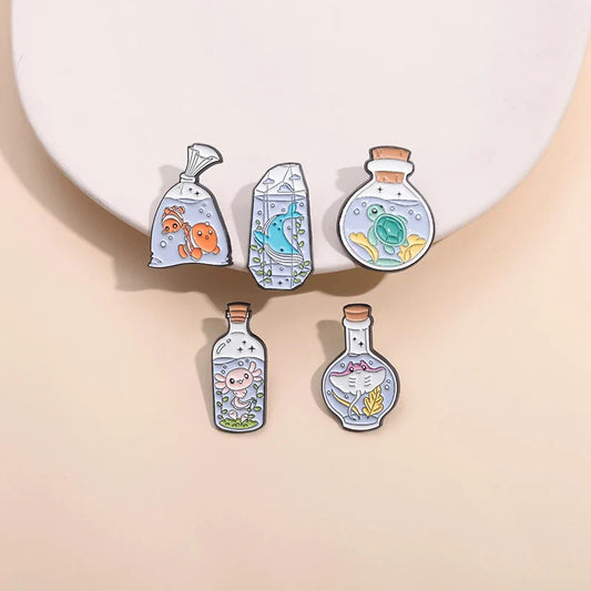 Marine Animal Enamel Pins: Salamanders, Sea Turtles, Whales Brooch Lapel Badge