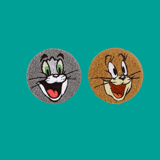 Cartoon Cat Mouse Pins Brooch Embroidery Lapel Badges for Clothes Backpacks Accessories Gift