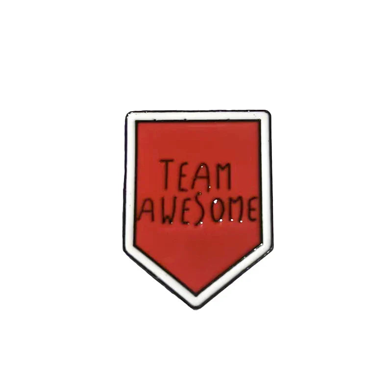 TEAM AWESOME Enamel Pin Badge Red Blue Metal Brooch Trendy Backpack Jewelry Accessories