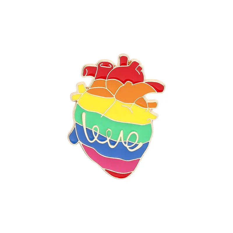 LGBT Rainbow Heart Enamel Pins Lapel Badges Jewelry Gift