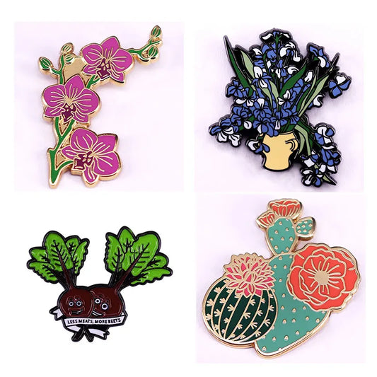 Pretty Flowers Enamel Pin Lapel Badge Brooch for Jacket or Backpack