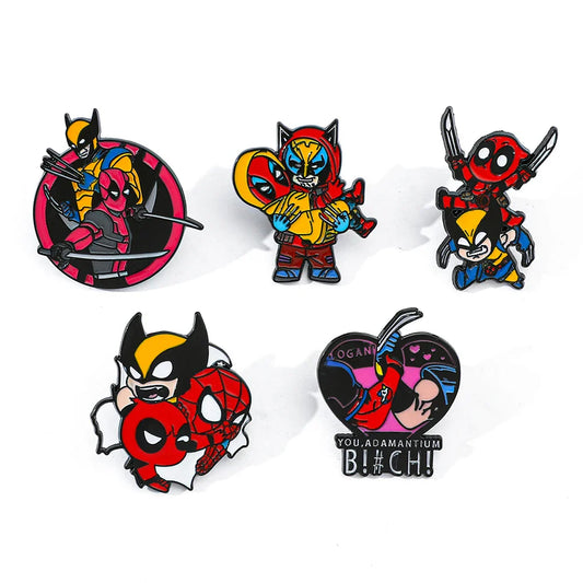 Deadpool & Wolverine Enamel Pin Set - Creative Metal Brooch Badge for Backpack & Clothing Accessories
