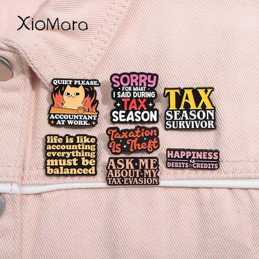 Tax Season Survivor Enamel Pin Taxation Is Theft Brooch Lapel Badge Jewelry Gift