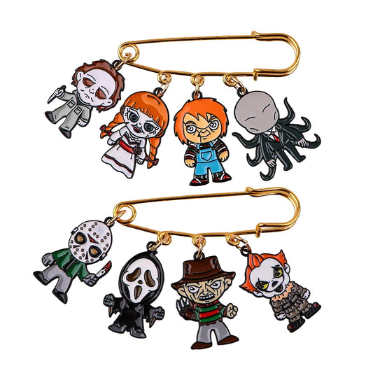 Halloween Horror Movie Enamel Pins Brooches for Clothing Backpack Lapel Badges Jewelry Gifts