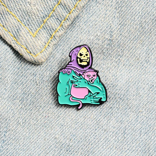 Cartoon Monster Pink Cat Enamel Pins Cute Animal Brooches Fashion Jewelry for Kids