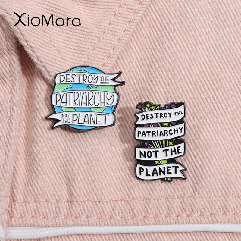 Destroy Patriarchy Not Planet Feminism Enamel Pin Brooch Lapel Badge Jewelry