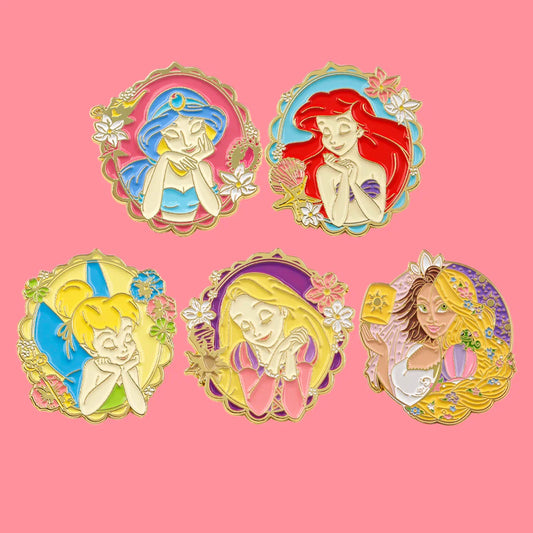 Pretty Princess Anime Enamel Pins Brooches Jewelry Gifts for Kids