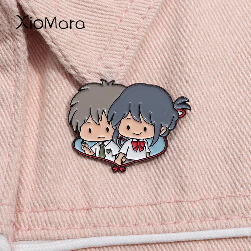 Kimi no Na wa Enamel Pin Romantic Anime Brooch Lapel Badge Gift