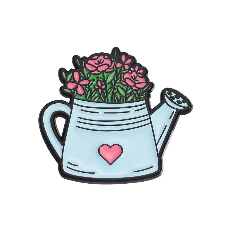 Romantic Retro Bicycle Flower Basket Enamel Pin Lapel Badge