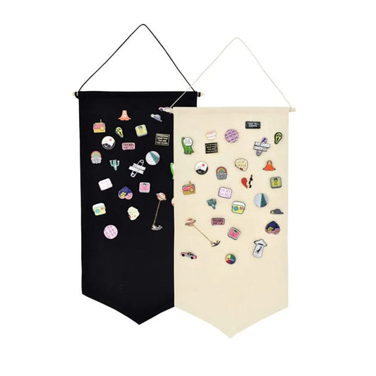 Enamel Pin Display Banner - Cotton Canvas Wall Organizer