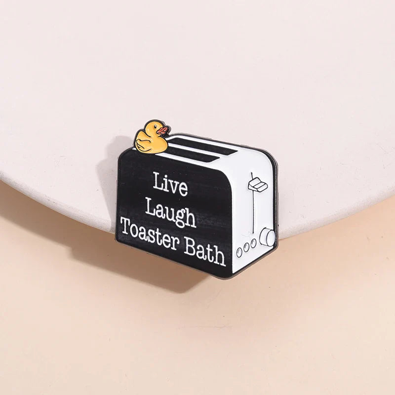 Funny Duck Bread Maker Enamel Pin - Live Laugh Toaster Brooch Lapel Gift