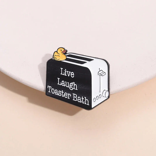 Funny Duck Bread Maker Enamel Pin - Live Laugh Toaster Brooch Lapel Gift