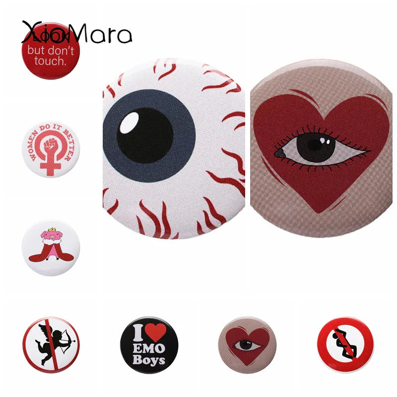 Funny Eyeball Look Don't Touch Pin Badge Jewelry Gift