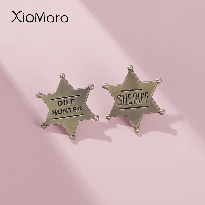 Dilf Hunter Enamel Pins Bronze Star Brooches Lapel Badges Retro Jewelry Gift