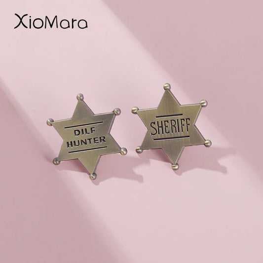 Dilf Hunter Enamel Pins Bronze Star Brooches Lapel Badges Retro Jewelry Gift