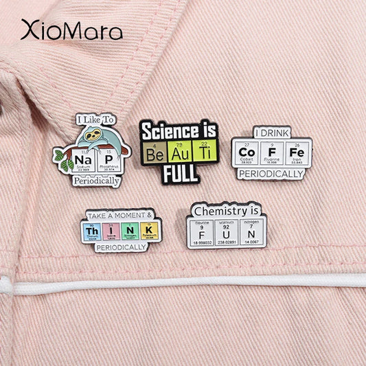 Science Enamel Pins Chemist Girl Chemistry Microscope Brooch Lapel Badge Gift