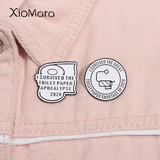 Toilet Paper Crisis Survivor Enamel Pin Funny Brooch Lapel Badge Gift
