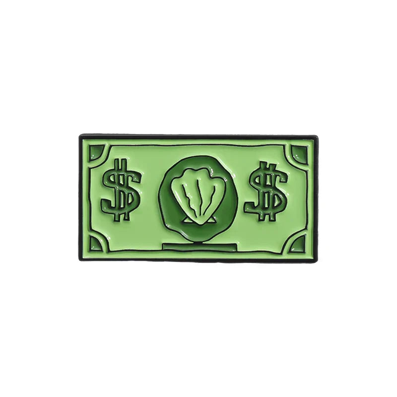 Green USD Symbol Enamel Pin Currency Brooch Lapel Badge Jewelry Gift