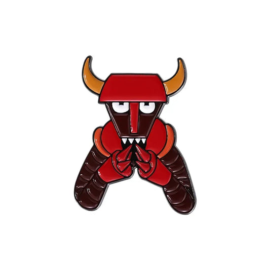 Red Robot Demon Enamel Pins Funny Comics Metal Brooches Lapel Badges Jewelry Gift
