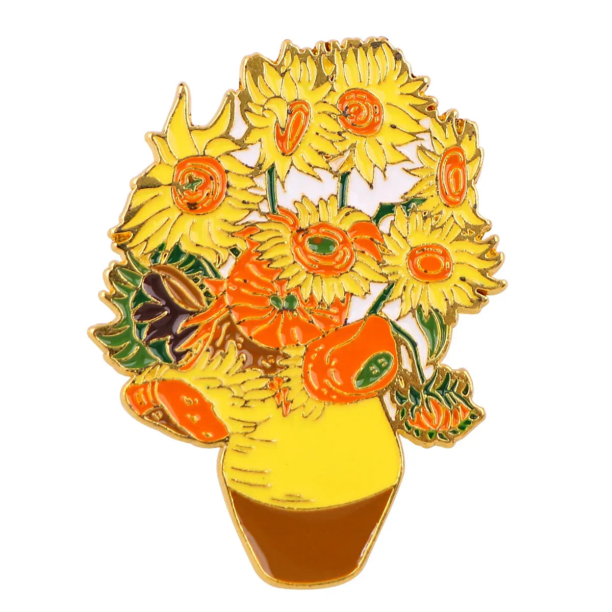 Van Gogh Sunflower Enamel Pins Brooches for Kids Clothing Backpack Lapel Badges Jewelry Gifts