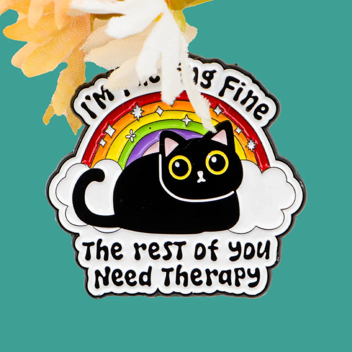 Therapy Enamel Cat Lapel Pin Badge Brooch Jewelry Gift