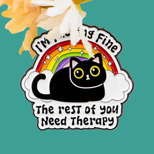 Therapy Enamel Cat Lapel Pin Badge Brooch Jewelry Gift