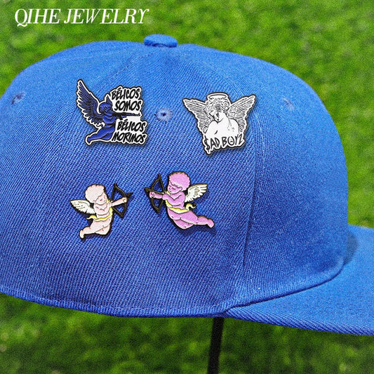 Angel Wings Enamel Pin Clip for Caps and Hats