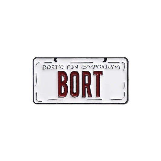 Bort License Plate Enamel Pins Cartoon Brooches Gift for Fans Backpack Lapel Badges