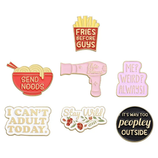 Stay Wild Flowers Enamel Pin - Funny Quote Brooch, Metal Badge, Backpack Lapel Accessory Gift