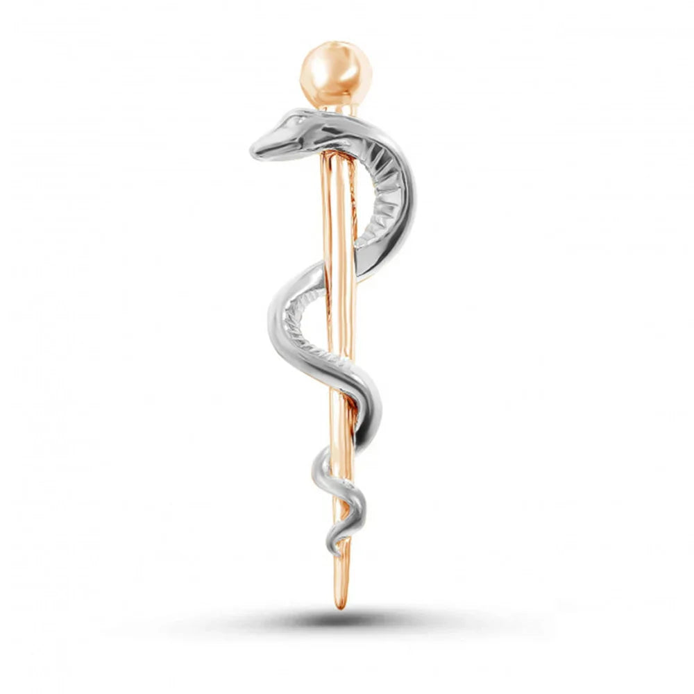 Hanreshe Medical Caduceus Brooch Silver Snake Lapel Pin for Doctors Nurses