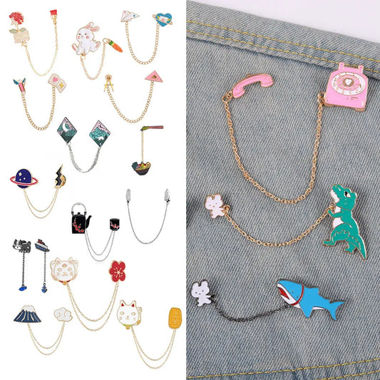 Cartoon Cat Enamel Brooch Teapot Tea Cup Pin Trendy Backpack Jewelry Gift