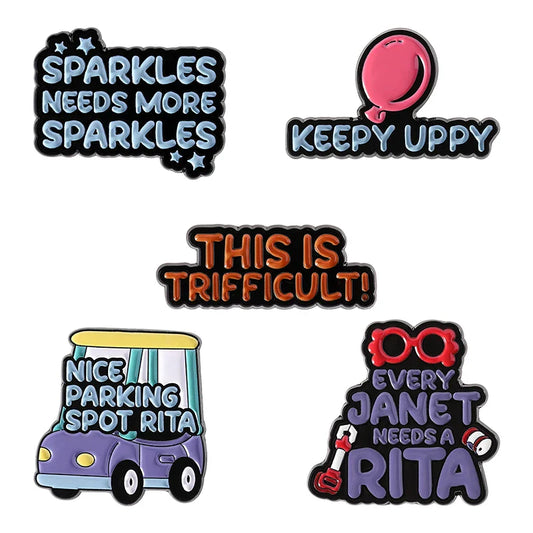 Rita Car Enamel Pins Fantasy Film Sparkle Brooches Lapel Badges Jewelry Gift