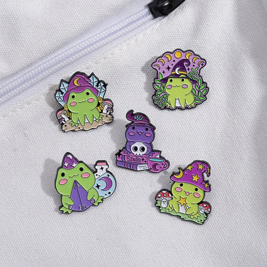 Magic Frog Skull Enamel Brooch Cartoon Pin Lapel Badge Jewelry Gift