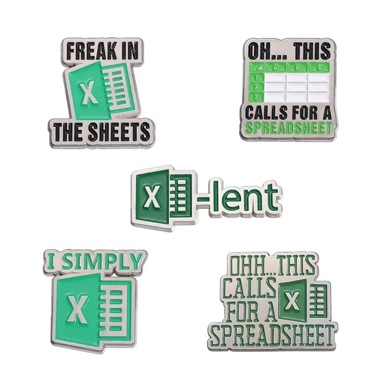 Custom Enamel Pins Spreadsheet Office Lapel Badge Decorative Jewelry