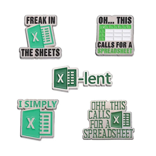 Custom Enamel Pins Spreadsheet Office Lapel Badge Decorative Jewelry
