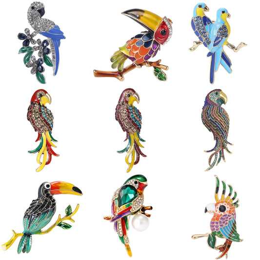 Rhinestone Bird Brooches Enamel Animal Pins Jewelry Accessories