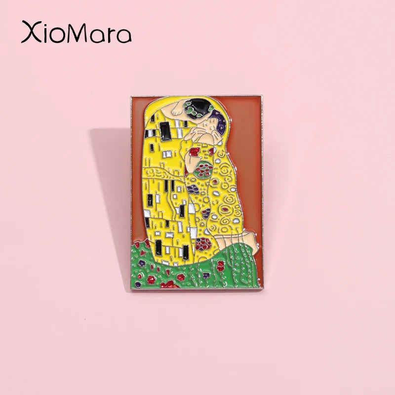 Klimt The Kiss Enamel Pin Brooch Lapel Badge Art Jewelry Gift