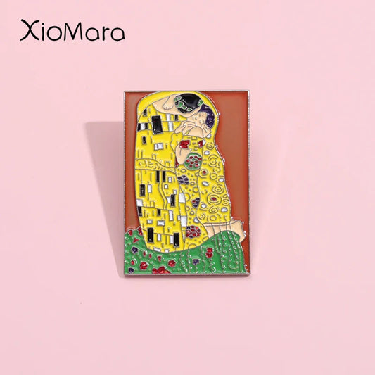 Klimt The Kiss Enamel Pin Brooch Lapel Badge Art Jewelry Gift