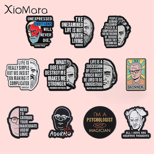 Philosopher Quote Enamel Pin: "Unexamined Life" Brooch Lapel Badge Jewelry