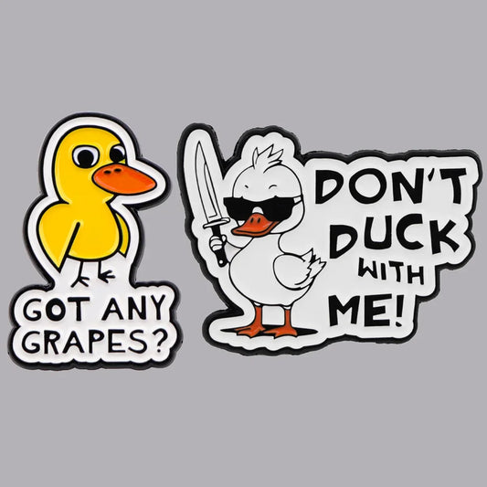 Funny Duck Knife Enamel Pin Cartoon Animal Badge Jewelry Gift