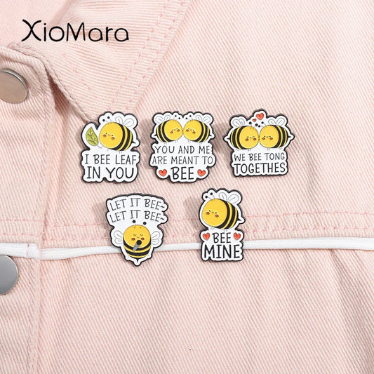 Cartoon Bee Enamel Pin | Bee Leaf | Bee Mine Brooches | Lapel Backpack Badge Jewelry