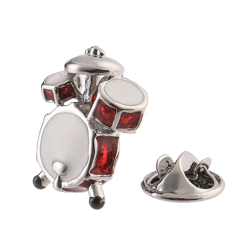 Men's Red Drum Lapel Pin Brooch Copper Jewelry Wholesale XZ038