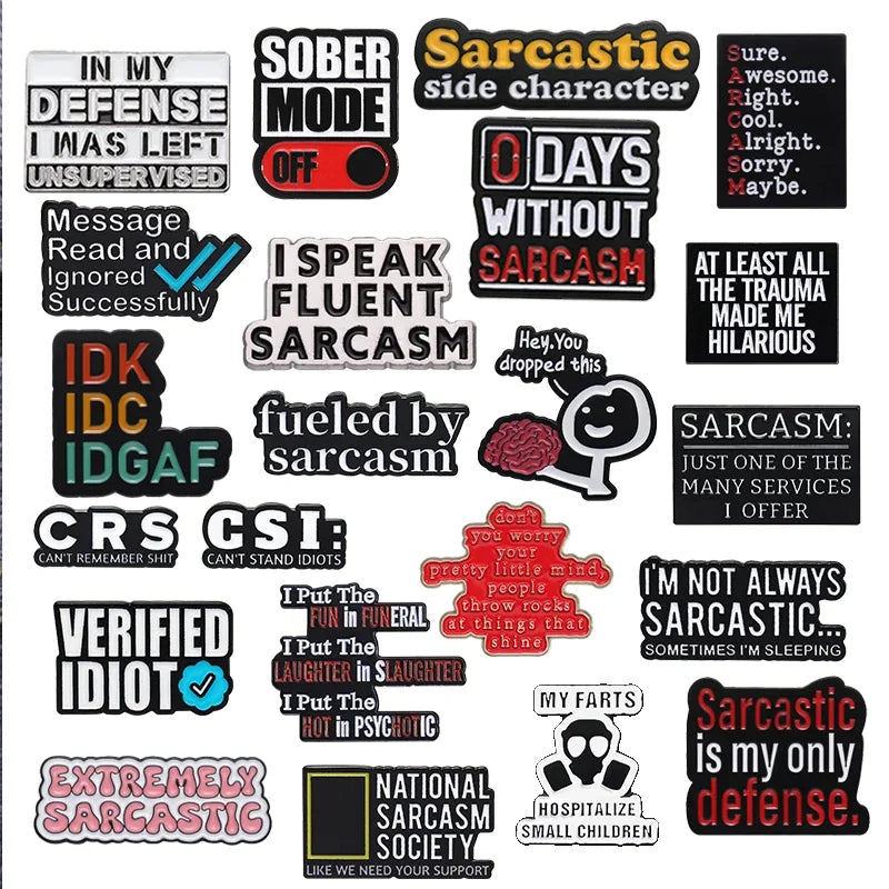 Sarcasm Enamel Pin - "0 Days Without Sarcasm" Brooch, Backpack Lapel Badge, Sarcastic Jewelry Gift