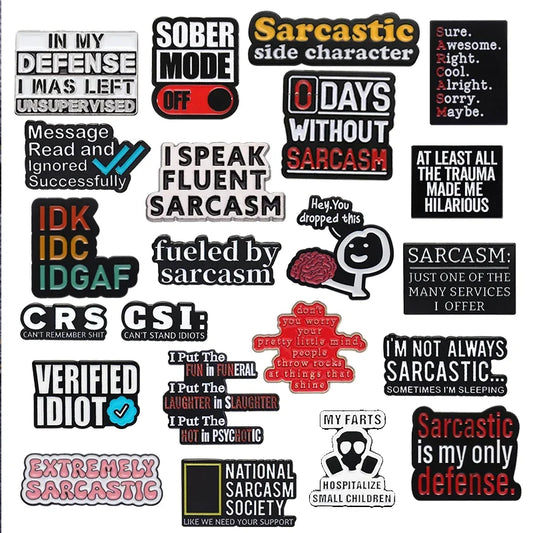 Sarcasm Enamel Pin - "0 Days Without Sarcasm" Brooch, Backpack Lapel Badge, Sarcastic Jewelry Gift