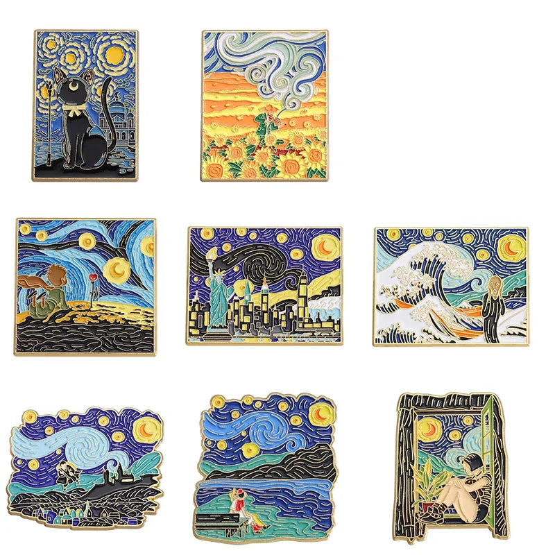 Black Cat Starry Sky Enamel Pin Brooch Jewelry Wholesale