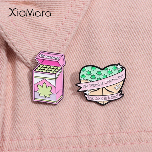Funny Big Butt Heart Enamel Pin - Weed Chronic Brooch Lapel Badge Gift