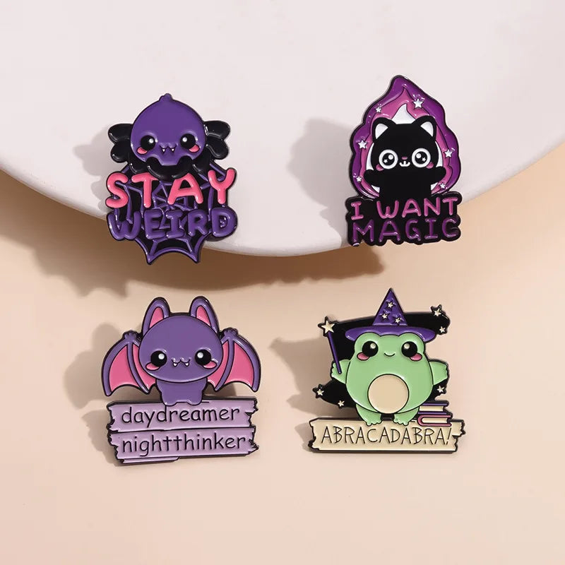 Frog Demon Purple Bat Enamel Lapel Pins Brooch Badge Accessories